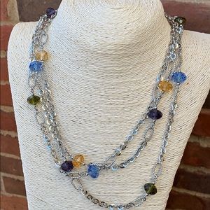 Silver necklace with beads